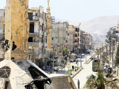 La ville de Douma, à la périphérie de Damas, le 16 avril 2018 - LOUAI BESHARA [AFP/Archives]