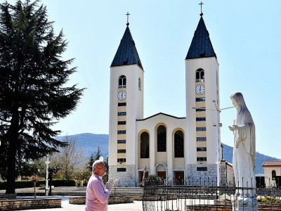 Le sanctuaire marial de Medjugorje (Bosnie-Herzégovine), le 7 avril 2020 - ELVIS BARUKCIC [AFP]