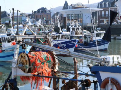 Seuls quelques bateaux s'aventurent encore en mer au large du Tréport chaque jour durant cette période de crise sanitaire.