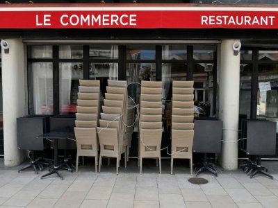 Un restaurant fermé à Arcachon, le 13 avril 2020, comme tous les restaurants et les cafés de France, pour cause de confinement - GEORGES GOBET [AFP]