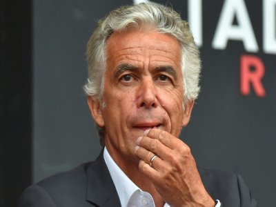 Le président de Nice, Jean-Pierre Rivère, lors du match de Ligue 1 à Rennes, le 1er septembre 2019 - LOIC VENANCE [AFP/Archives]