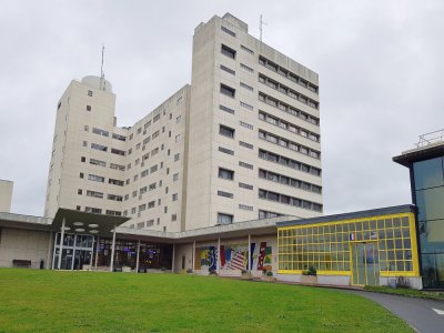 L'hôpital mémorial France Etats-Unis de Saint-Lô où sont pris en charge des patients contaminés par le Covid-19.