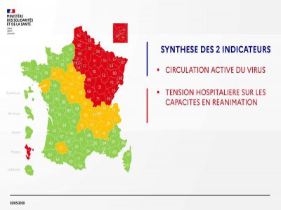 Les départements normands restent en vert, samedi 2 mai 2020. Six autres en France sont passés en vert. - Ministère de la Santé