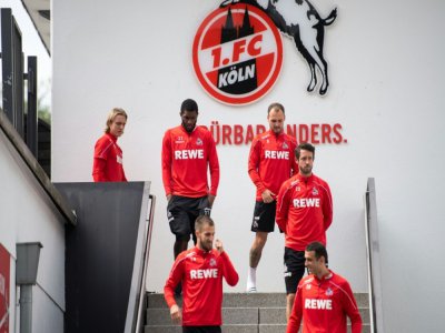 Les joueurs de Cologne avant une séance d'entraînement, le 4 mai 2020 - Marius Becker [dpa/AFP]