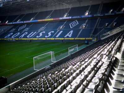 Le Borussia Park, à Mönchengladbach en Allemagne, vide. Photo prise le 16 avril 2020. - Ina FASSBENDER [AFP/Archives]