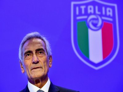 Le président de la Fédération italienne Gabriele Gravina, le 22 octobre 2018 lors de sa prise de fonctions à la tête de la FIGC - Alberto PIZZOLI [AFP/Archives]