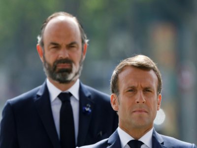 Le président Emmanuel Macron et le Premier ministre  Edouard Philippe le 8 mai 2020 à Paris - CHARLES PLATIAU [POOL/AFP]