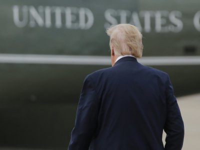 Le président américain Donald Trump à Joint Base Andrews (Etats-Unis, Maryland), le 14 mai 2020 - CARLOS BARRIA [POOL/AFP]