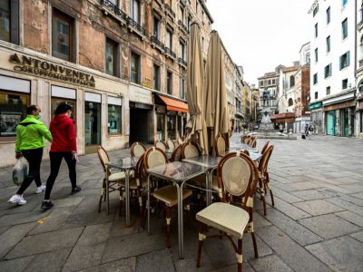 Cafés et terrasses fermés à Venise le 13 mai 2020 - Vincenzo PINTO [AFP]