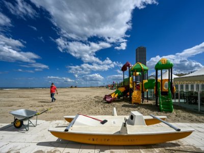 La plage de Cesenatico, sur la côte adriatique, le 11 mai 2020 en Italie - Vincenzo PINTO [AFP]