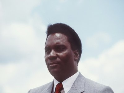 Le président rwandais Juvénal Habyarimana en octobre 1982 à Kigali - PIERRE GUILLAUD [AFP/Archives]
