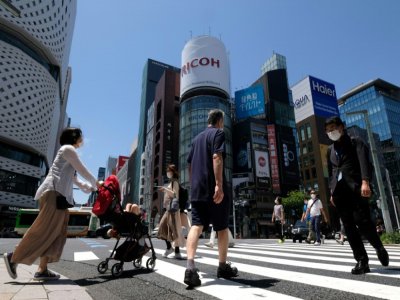 Le quartier des commerces de luxe de Ginza à Tokyo le 17 mai 2020 - Kazuhiro NOGI [AFP]