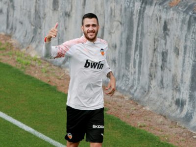 L'attaquant uruguayen de Valence Maxi Gomez à l'entraînement le 9 mai 2020 à Paterna (Valence) - Lázaro Dela PENA [VALENCIA CF/AFP/Archives]