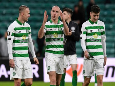 Les joueurs du Celtic, ici à l'issue d'un match de Ligue Europa, le 28 novembre 2019 à Glasgow, sont désignés champions d'Ecosse de la saison - ANDY BUCHANAN [AFP/Archives]