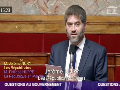 Le député de l'Orne Jérôme Nury réclame davantage d'aides pour les commerçants, artisans et PME, impactés par l'épidémie de Covid-19. - Assemblée nationale