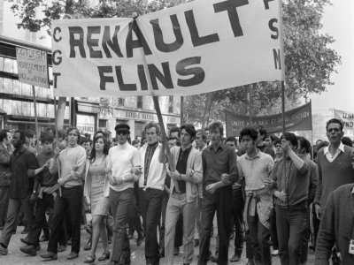 Manifestation le 28 mai 1968 à Paris, durant les grèves dont les usines Renault sont l'un des épicentres - JACQUES MARIE [AFP/Archives]