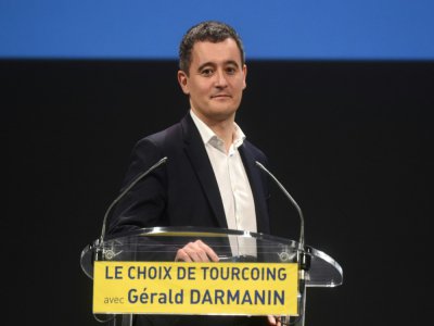 Gérald Darmanin en campagne en février 2020 - FRANCOIS LO PRESTI [AFP/Archives]