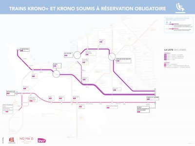 Carte des trains soumis à réservation obligatoire. - SNCF