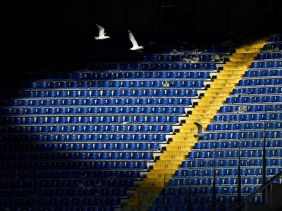 Des mouettes survolent les tribunes vides du stade olympique de Rome lors du match entre la Lazio et Bologne le 29 février 2020 - Filippo MONTEFORTE [AFP/Archives]