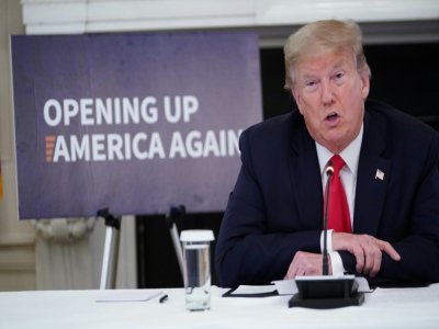 Donald Trump lors d'une table ronde avec des dirigeants d'entreprises le 29 mai 2020 à la Maison blanche - MANDEL NGAN [AFP]