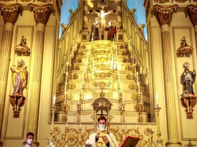 Messe dans une église à Porto Alegre, le 29 mai 2020 au Brésil - Silvio AVILA [AFP]