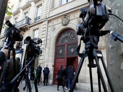 L'entrée de la résidence hôtelière rue Tronchet dans le centre de Paris où Kim Kardashian a été braquée, le 3 octobre 2016 - Thomas SAMSON [AFP]