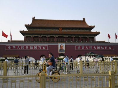 Sur la place Tiananmen, le 3 juin 2020 - GREG BAKER [AFP]