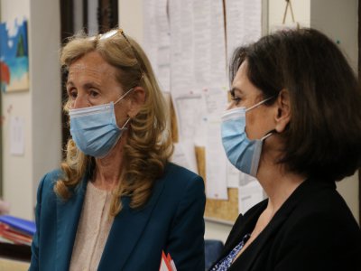 La ministre de la Justice, Nicole Belloubet (à gauche) aux côtés de Valérie Delnaud, présidente du tribunal judiciaire de Rouen.