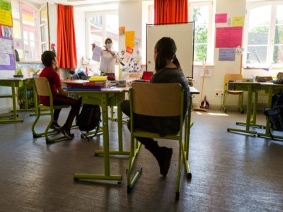 Une salle de classe à Mulhouse, le jour de la réouverture le 18 mai 2020 - SEBASTIEN BOZON [AFP/Archives]