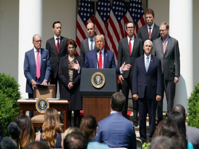 Donald Trump lors d'une conférence de presse dans les jardins de la Maison Blanche, le 5 juin 2020 - Mandel NGAN [AFP]