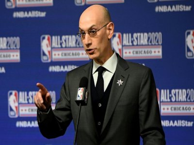 Le patron de la NBA Adam Silver lors d'une conférence de presse le 15 février 2020 à Chicago. - Stacy Revere [GETTY IMAGES NORTH AMERICA/AFP/Archives]