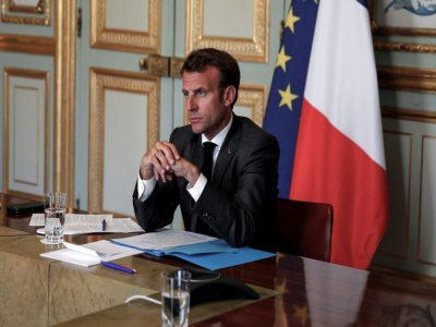 Le président Emmanuel Macron, le 18 mai 2020 à l'Elysée à Paris - Francois Mori [POOL/AFP/Archives]