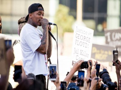 Le rappeur YG lors d'une manifestation à Los Angeles, le 7 juin 2020 - Rich Fury [GETTY IMAGES NORTH AMERICA/AFP/Archives]