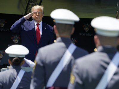 Donald Trump lors d'une cérémonie à l'académie militaire de West Point, près de New York, le 13 juin 2020 - TIMOTHY A. CLARY [AFP]