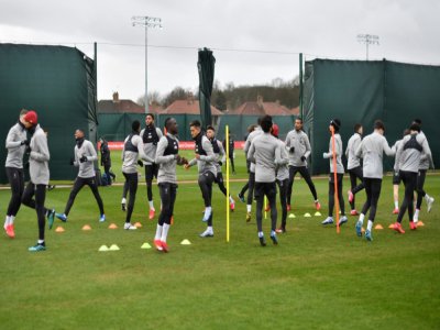 Les joueurs de Liverpool à l'entraînement, le 10 mars 2020 - Paul ELLIS [AFP/Archives]