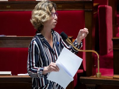 Marie Guévenoux (LREM), rapporteure du projet de loi sur la sortie de l'état d'urgence sanitaire, lors d'un débat à l'Assemblée nationale, à Paris le 8 mai 2020 - Thomas SAMSON [AFP]