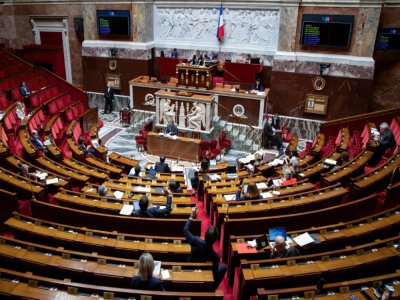 Des députés votent un amendement lors d'un débat sur la prolongation de l'état d'urgence sanitaire à l'Assemblée nationale, à Paris le 8 mai 2020 - Thomas SAMSON [AFP]