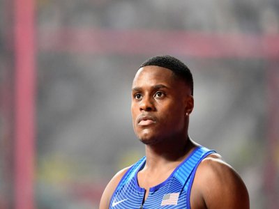 Christian Coleman s'apprête à disputer les séries du relais 4x100m, le 4 octobre 2019 aux Mondiaux d'athlétisme de Doha - Jewel SAMAD [AFP/Archives]