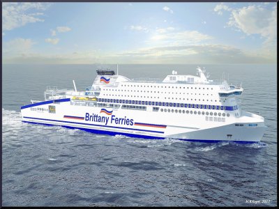 Le Honfleur devait être livré en 2021, avec deux ans de retard. - Brittany Ferries