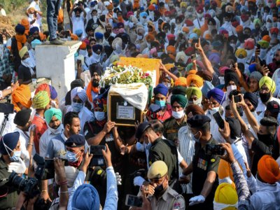Les funérailles du soldat indien Satnam Singh, tué dans les affrontements récents avec des militaires chinois, le 18 juin 2020 à Bhojraj - NARINDER NANU [AFP]