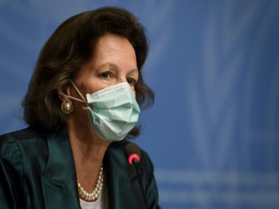 La présidente du Conseil des droits de l'homme, l'ambassadrice autrichienne Elisabeth Tichy-Fisslberger, le 15 juin 2020 à Genève - Fabrice COFFRINI [AFP/Archives]