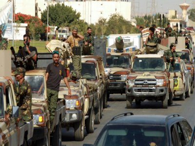 Des membres des forces fidèles au maréchal Khalifa Haftar à Benghazi, dans l'est de la Libye, le 18 juin 2020 - Abdullah DOMA [AFP/Archives]