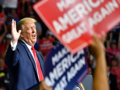 Le président américain Donald Trump lors d'un meeting de campagne à Tulsa, le 20 juin 2020 - Nicholas Kamm [AFP]