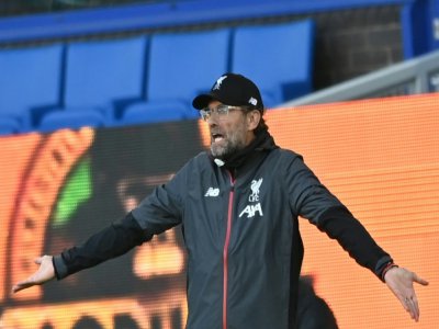 L'entraîneur allemand de Liverpool Jürgen Klopp lors du match sur le terrain d'Everton, le 21 juin 2020 à Liverpool - Shaun Botterill [POOL/AFP]