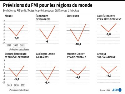 Prévisions du FMI pour les régions du monde - Vincent LEFAI [AFP]