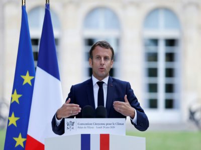 Emmanuel Macron s'adresse à la Convention citoyenne pour le climat, le 29 juin 2020 - CHRISTIAN HARTMANN [POOL/AFP]