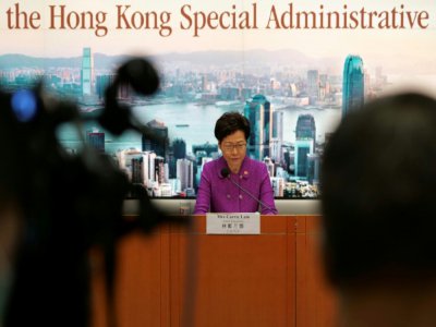 La cheffe de l'exécutif hongkongais, fidèle à Pékin, Carrie Lam, lors d'une conférence de presse le 1er juillet 2020 à Hong Kong - Daniel SUEN [AFP]