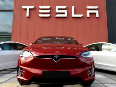 Une Tesla exposée à Amsterdam le 23 octobre 2019 - JOHN THYS [AFP/Archives]