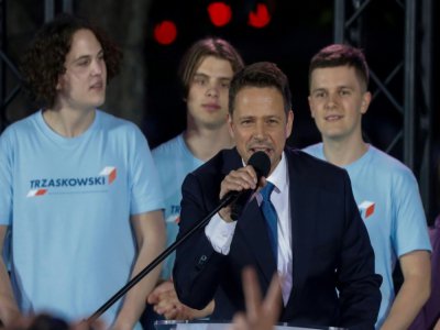 Le candidat malheureux à la présidentielle le maire de Varsovie, Rafal Trzaskowski lors d'un meeting de campagne le 12 juillet 2020 - Wojtek RADWANSKI [AFP]
