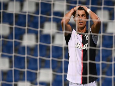 L'attaquant de la Juventus Cristiano Ronaldo lors du match contre Sassuolo le 15 juillet 2020 à Reggio d'Emilie - MARCO BERTORELLO [AFP]